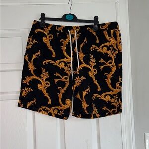 Men's Black and Gold Swim Shorts